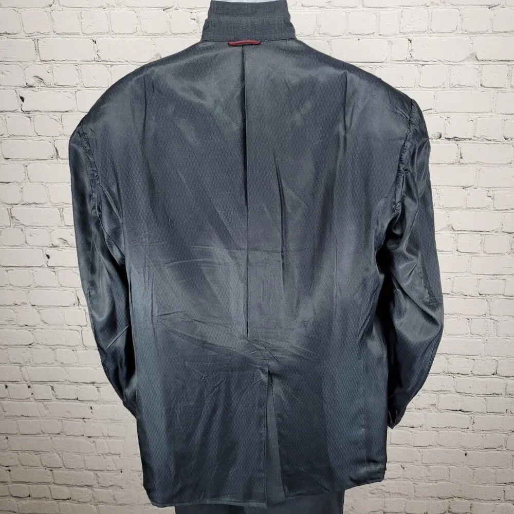 Hart Schaffner & Marx Blue Check Full Suit USA Made Jacket Size 42R Pants 34x31